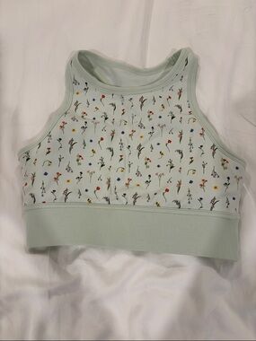 POPFLEX Mint Green Floral Sweat Sesh Crop Top